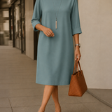 Sabine | Vestido Midi Fluido Efeito Barriga Lisa