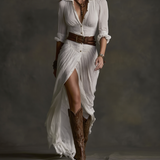 Aurore | Vestido Longo de Linho com Gola Inversa