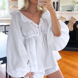 Conjunto de blusa com babados Alexa, laço e calções