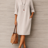 Sabine | Vestido Midi Fluido Efeito Barriga Lisa
