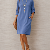 Sabine | Vestido Midi Fluido Efeito Barriga Lisa