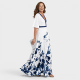 Daniela | Vestido maxi fluido elegante com halter para Mulher