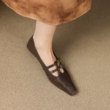 Ceyla | Sapatos planos Mary Jane de dupla alça com perfurações