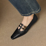 Ceyla | Sapatos planos Mary Jane de dupla alça com perfurações