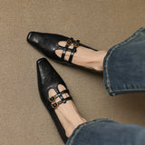 Ceyla | Sapatos planos Mary Jane de dupla alça com perfurações
