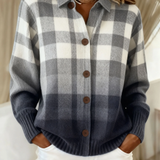 Agnes | Cardigan aos Quadrados Cinza Sombra