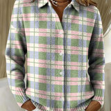 Margot | Blusa de Xadrez Pastel com Botões