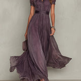 Flavia | Vestido longo violeta com decote em gota