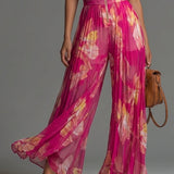 Leabella | Macacão Plissado Floral Fúcsia
