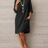 Sabine | Vestido Midi Fluido Efeito Barriga Lisa