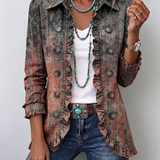 Flavia | Casaco Vintage Degradé Texturizado com Volantes