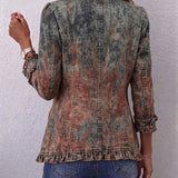 Flavia | Casaco Vintage Degradé Texturizado com Volantes